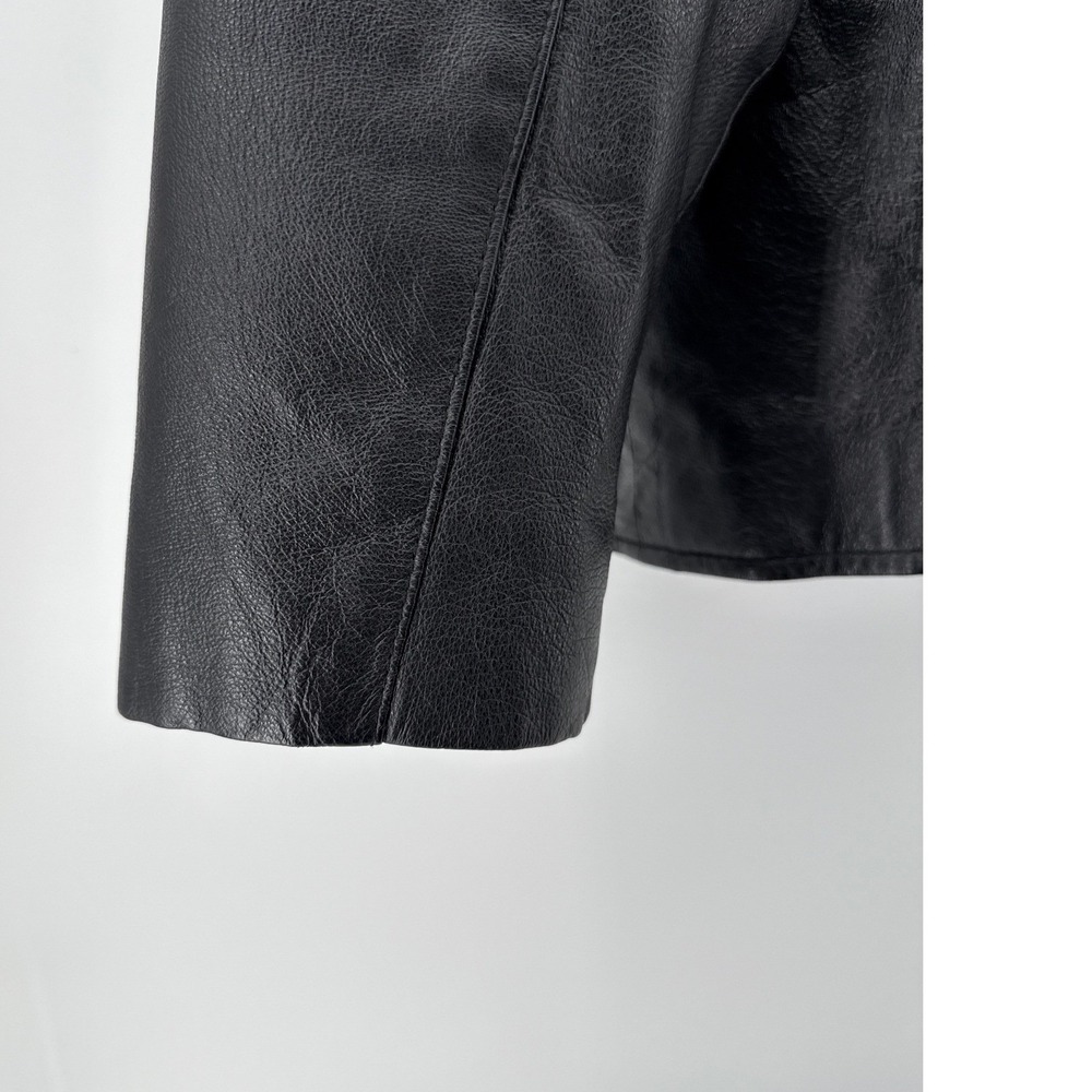 Mens Black Leather Jacket Volt Development Team Burks Bay Full Zip Unsized - Picture 4 of 9